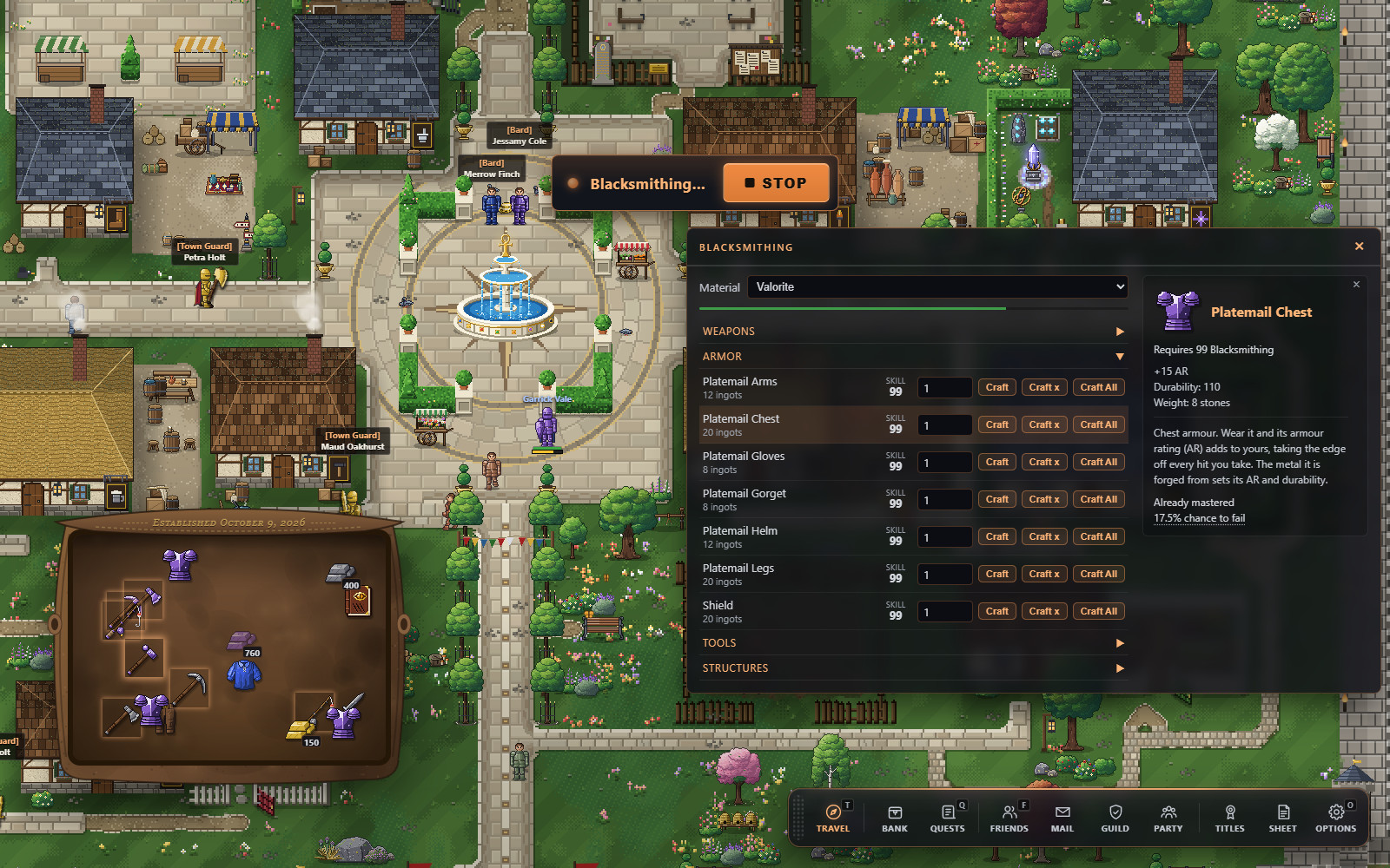 A crafting window mid-batch